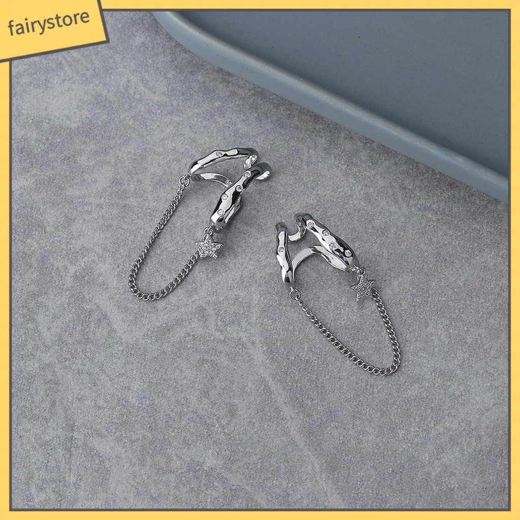 1 Khuyên Tai Dạng Kẹp Dây Xích Hở Trơn Màu Bằng Đồng Không Gỉ