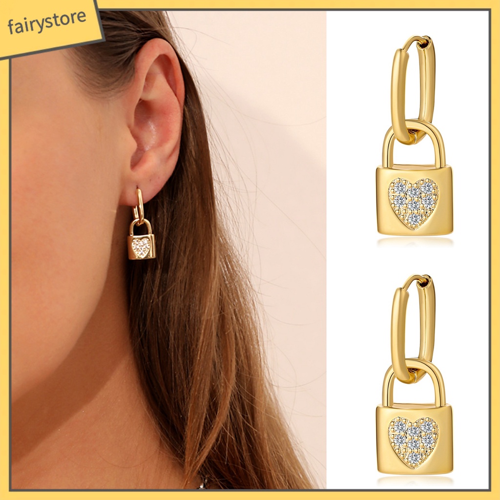 1 Đôi Bông Tai Hình Trái Tim Đính Đá Lấp Lánh Thời Trang Dự Tiệc