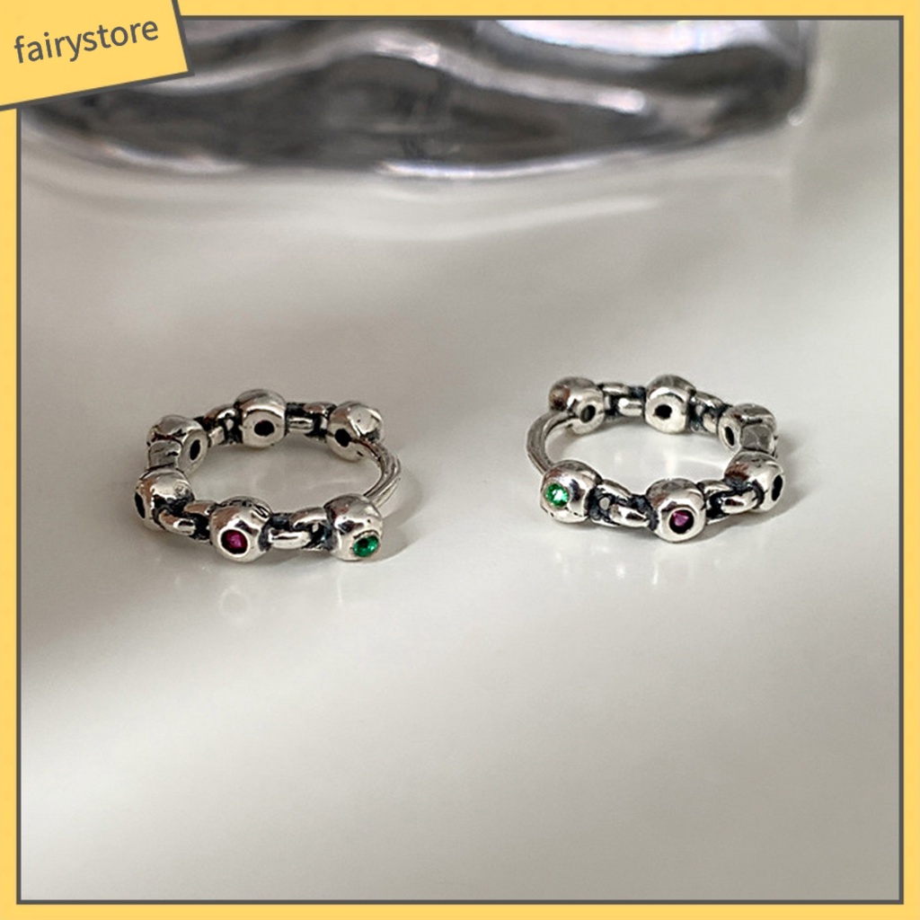 1 Khuyên Tai Tròn Đính Đá Nhiều Màu Sắc Phong Cách Vintage