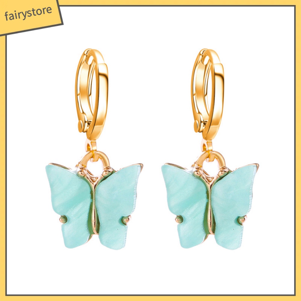 Bông Tai Acrylic Hình Bướm Màu Sắc Ngọt Ngào Thời Trang Cho Nữ