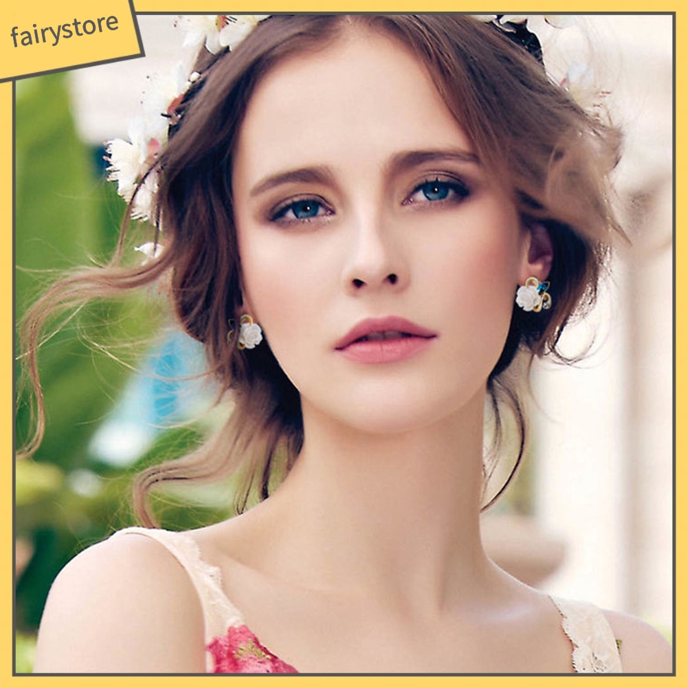 1 Đôi Bông Tai Hình Hoa Hồng Đính Đá Phong Cách Retro Dành Cho Nữ