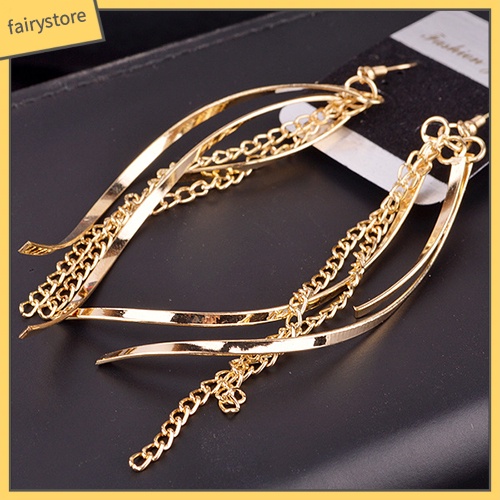 Bông Tai Hợp Kim Dáng Dài Phối Tua Rua Phong Cách Vintage Thanh Lịch Cho Nữ