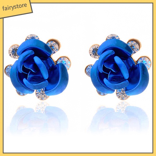 Đôi Khuyên Tai Hình Hoa Hồng Đính Đá Thời Trang Cho Nữ