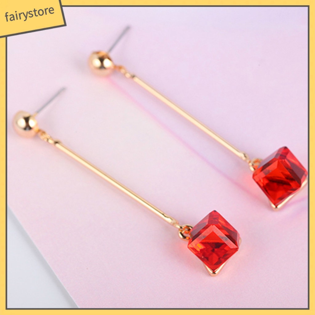 1 Đôi Bông Tai Dài Đính Đá Thời Trang Dành Cho Nữ