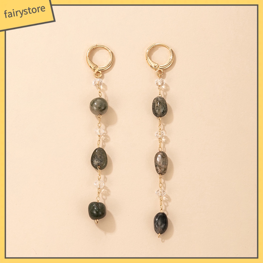 [FRO] 1 Đôi Bông Tai Lủng Lẳng Đính Đá Lấp Lánh Quyến Rũ Hiện Đại