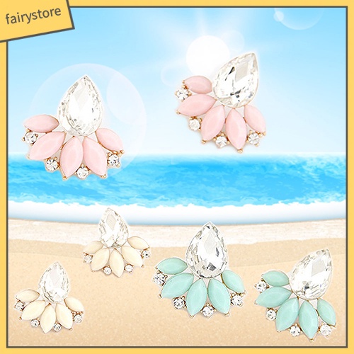 Đôi Bông Tai Hình Giọt Nước Đính Đá Thời Trang Cho Nữ