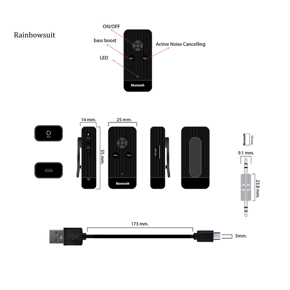 Thiết Bị Nhận Âm Thanh Aux Bluetooth 5.0 Giảm Tiếng Ồn Giắc Cắm 3.5mm Hỗ Trợ Thẻ TF