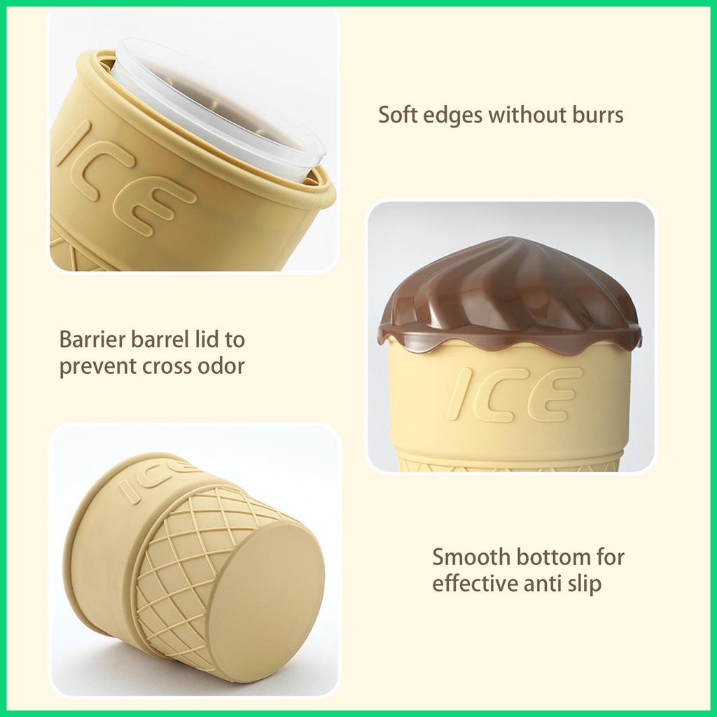 Xô Làm Lạnh Đá Bằng Silicone Có Nắp Đậy Hình Cây Kem Cho Jiwvnjiwvn