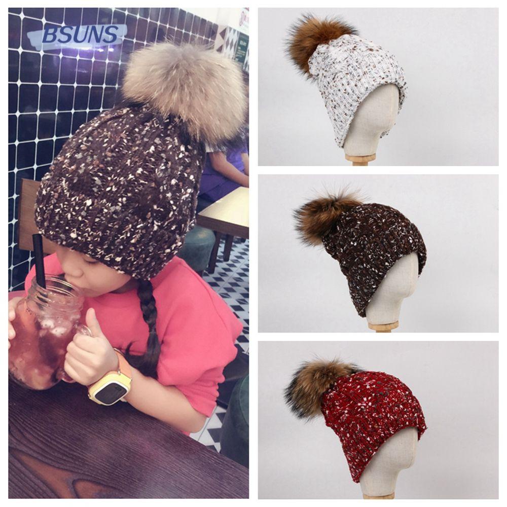 Mũ Len Trùm Đầu Giữ Ấm Đính Viên Bông Mới Cho Bé