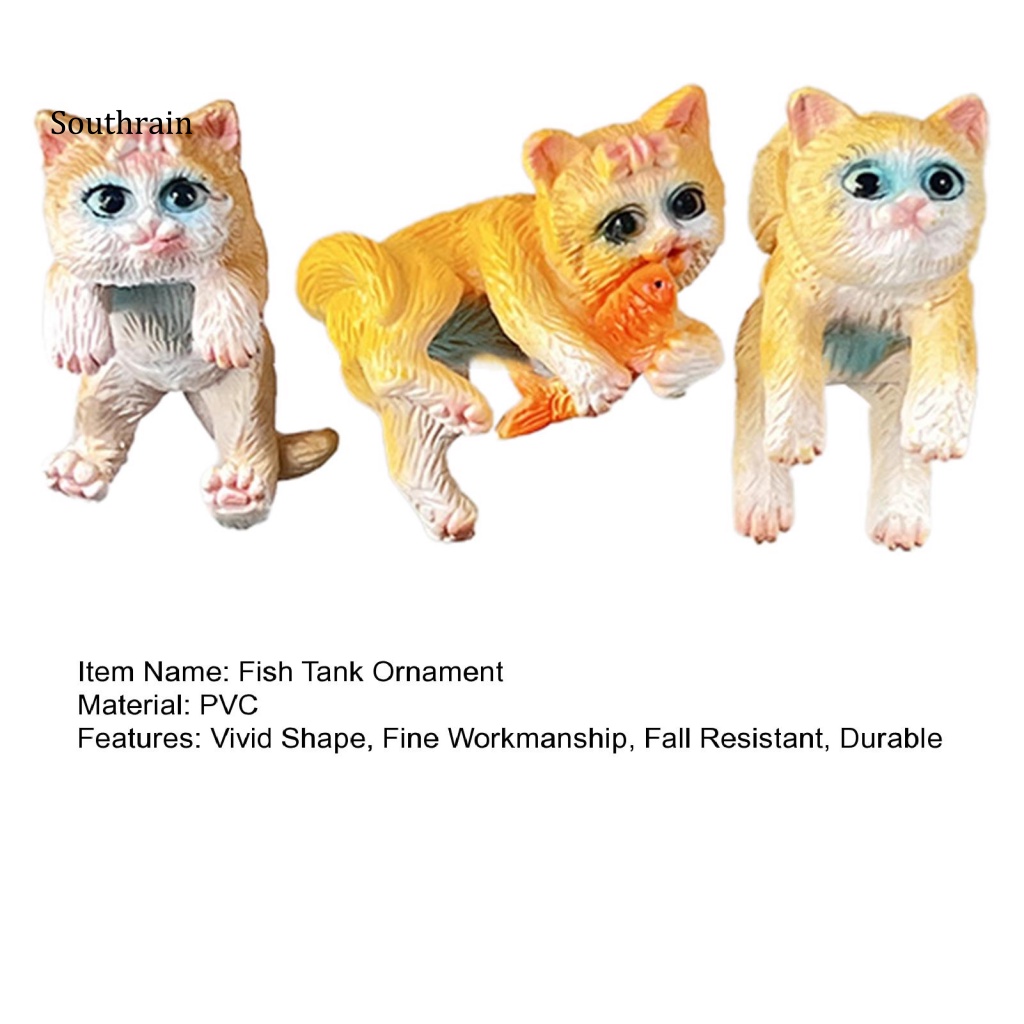 Set 3 Phụ Kiện Trang Trí Bể Cá Hình Mèo Hoạt Hình Đáng Yêu