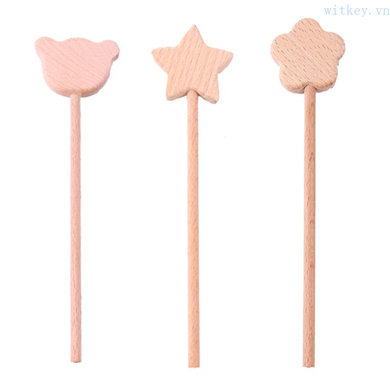 Đồ Chơi Gặm Nướu Bằng Gỗ Hình Gấu / Hoa / Ngôi Sao Dễ Thương Dùng Trang Trí