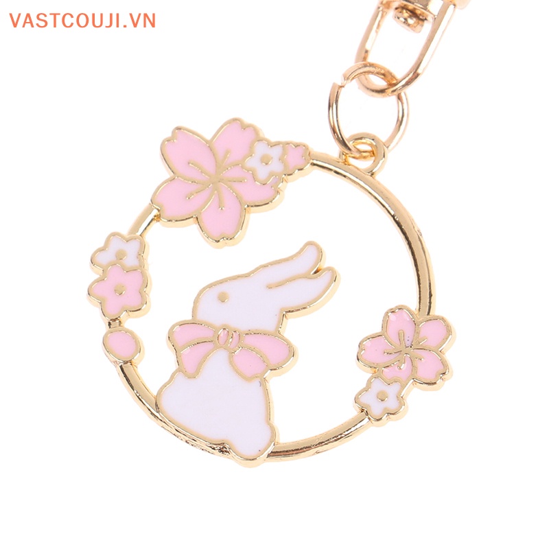 Móc Khóa Hình Thỏ / Mèo / Hoa Tráng Men Dễ Thương Dùng Làm Quà Tặng