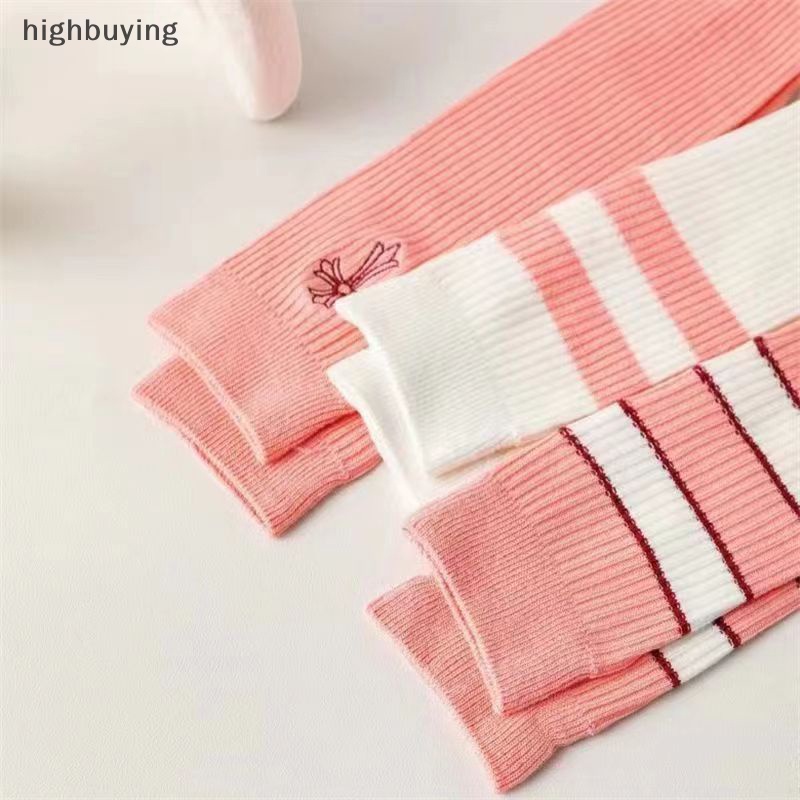 1 Đôi Tất Ngang Bắp Chân Họa Tiết Kẻ Sọc Thời Trang Mùa Hè Cho Nữ