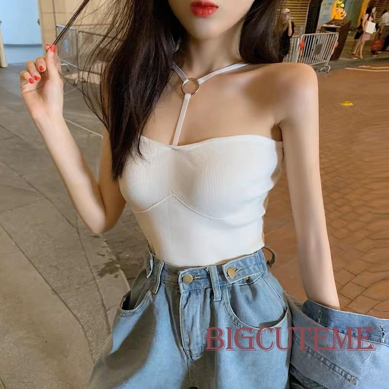 [] - Áo Dệt Kim Hai Dây Ôm Dáng Màu Trơn Thời Trang Đi Tiệc Mùa Hè Cho Nữ