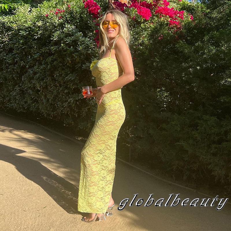 Đầm Dài Không Tay Nhìn Xuyên Thấu Họa Tiết Hoa Thời Trang Mùa Hè Cho Nữ