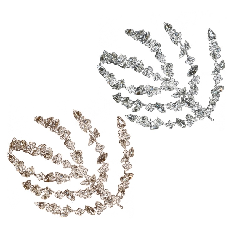 Flgo Vương Miện Đính Kim Cương Pha Lê Nhiều Lớp Lấp Lánh Màu Vàng / Bạc Thanh Lịch Dành Cho Cô Dâu Trong Tiệc Cưới Sup