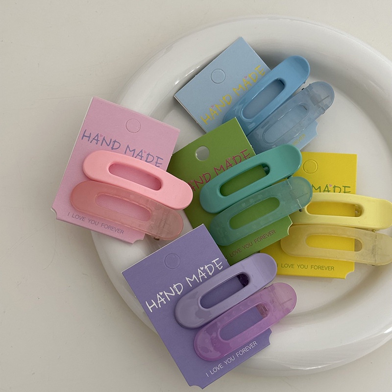 Kẹp Tóc Mỏ Vịt Bằng Nhựa Màu Kem Tương Phản Thời Trang