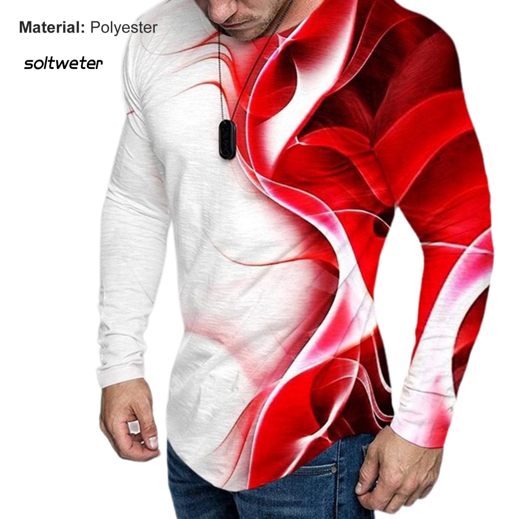 Áo Thun Cổ Tròn Dáng Ôm In Họa Tiết Trừu Tượng Thời Trang Mùa Xuân Cho Nam