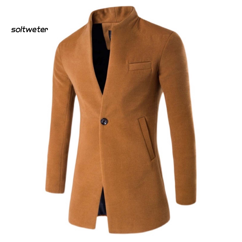 Áo Khoác Nam Chống Gió Cài Một Hàng Nút Dày Dặn Màu Sắc Thanh Lịch Thời Trang Thu Đông