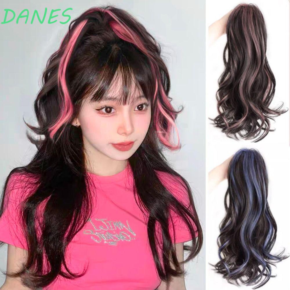 Tóc Giả Bằng Sợi Tổng Hợp Tự Nhiên Dạng Kẹp Càng Cua Màu Hồng / Xanh Dương Bắt Sáng Đuôi Ngựa Cho Nữ