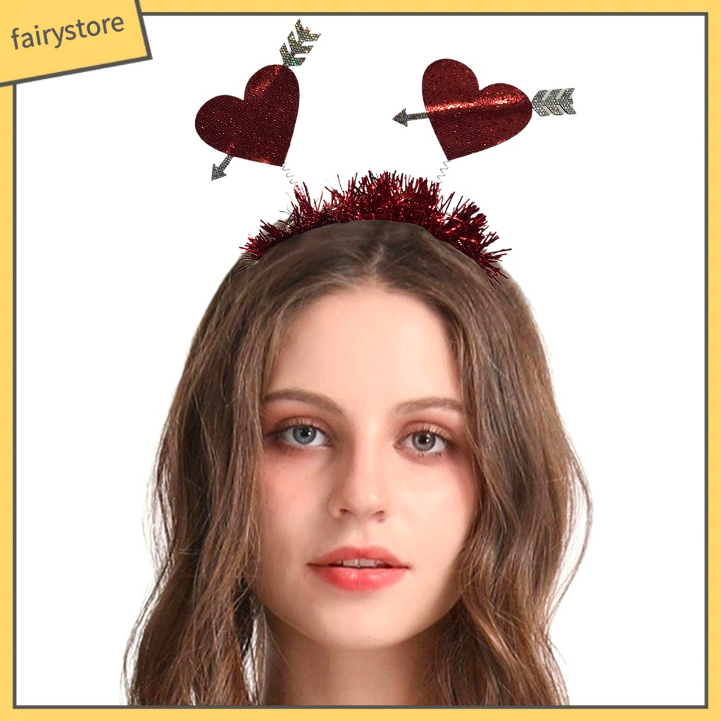 [FRO] Băng Đô Đính Kim Sa Đỏ Tạo Không Khí Co Giãn Chống Trượt Làm Quà Tặng Valentines