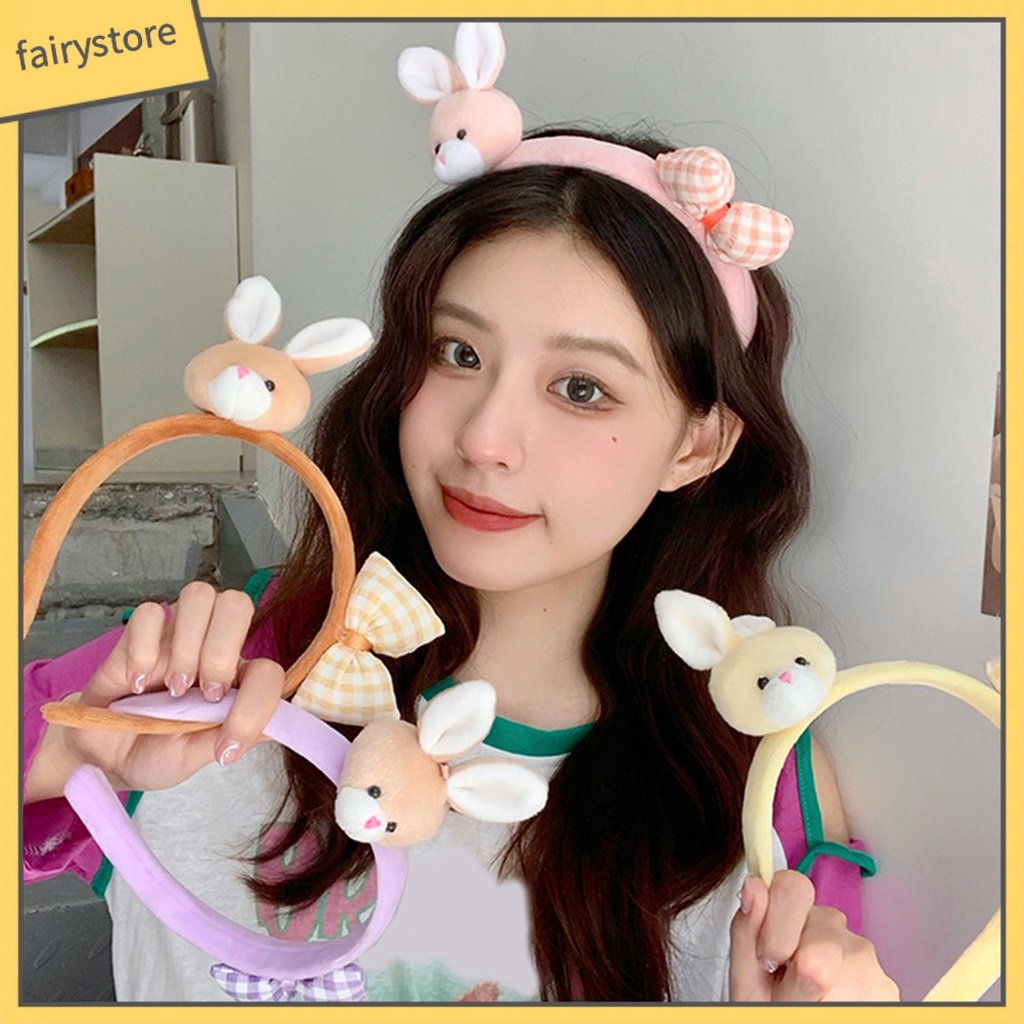 Băng Đô Cài Tóc Hình Thỏ Hoạt Hình Màu Sắc Tươi Sáng Vui Nhộn Chống Trượt Cho Nữ