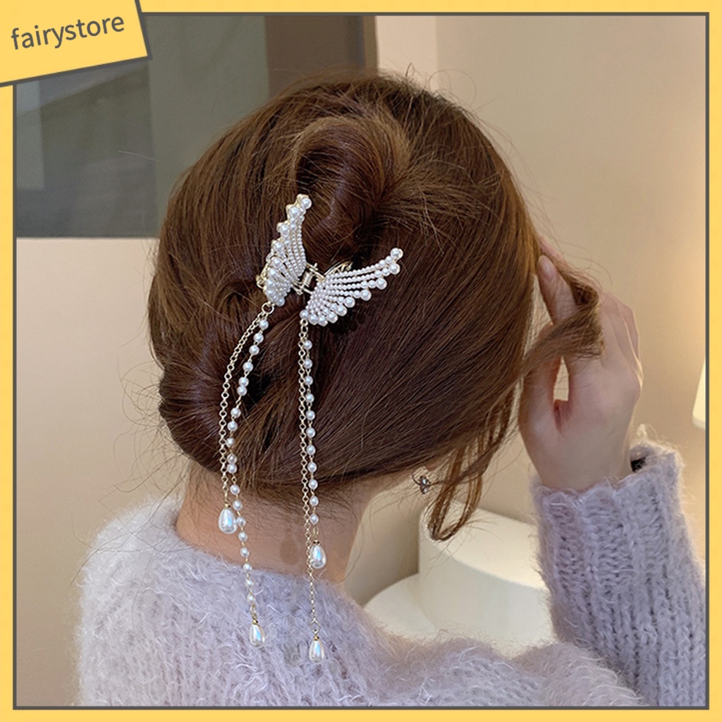 Kẹp Tóc Hình Bướm Đính Ngọc Trai Giả Thanh Lịch