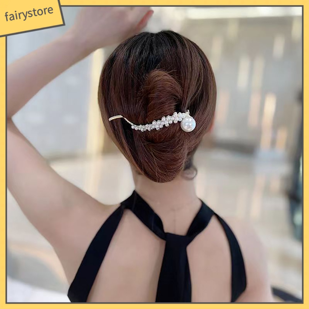 Kẹp Tóc Dạng Xoắn Đính Ngọc Trai Giả Chống Trượt Trang Trí Tóc Đơn Giản Thanh Lịch