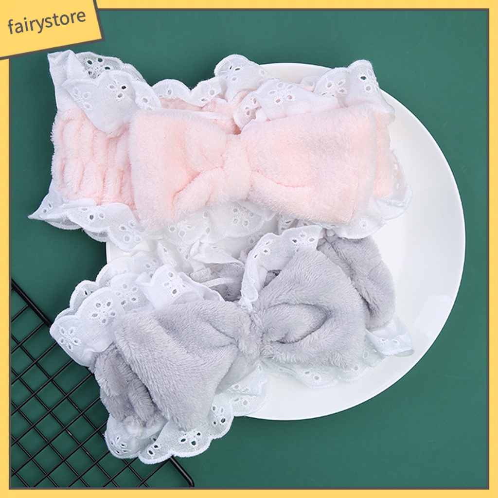 [FRO] Băng Đô Thắt Nơ Bằng Lông Cừu San Hô Dày Co Giãn Mềm Mại Chống Dầu Trang Trí Dành Cho Nữ