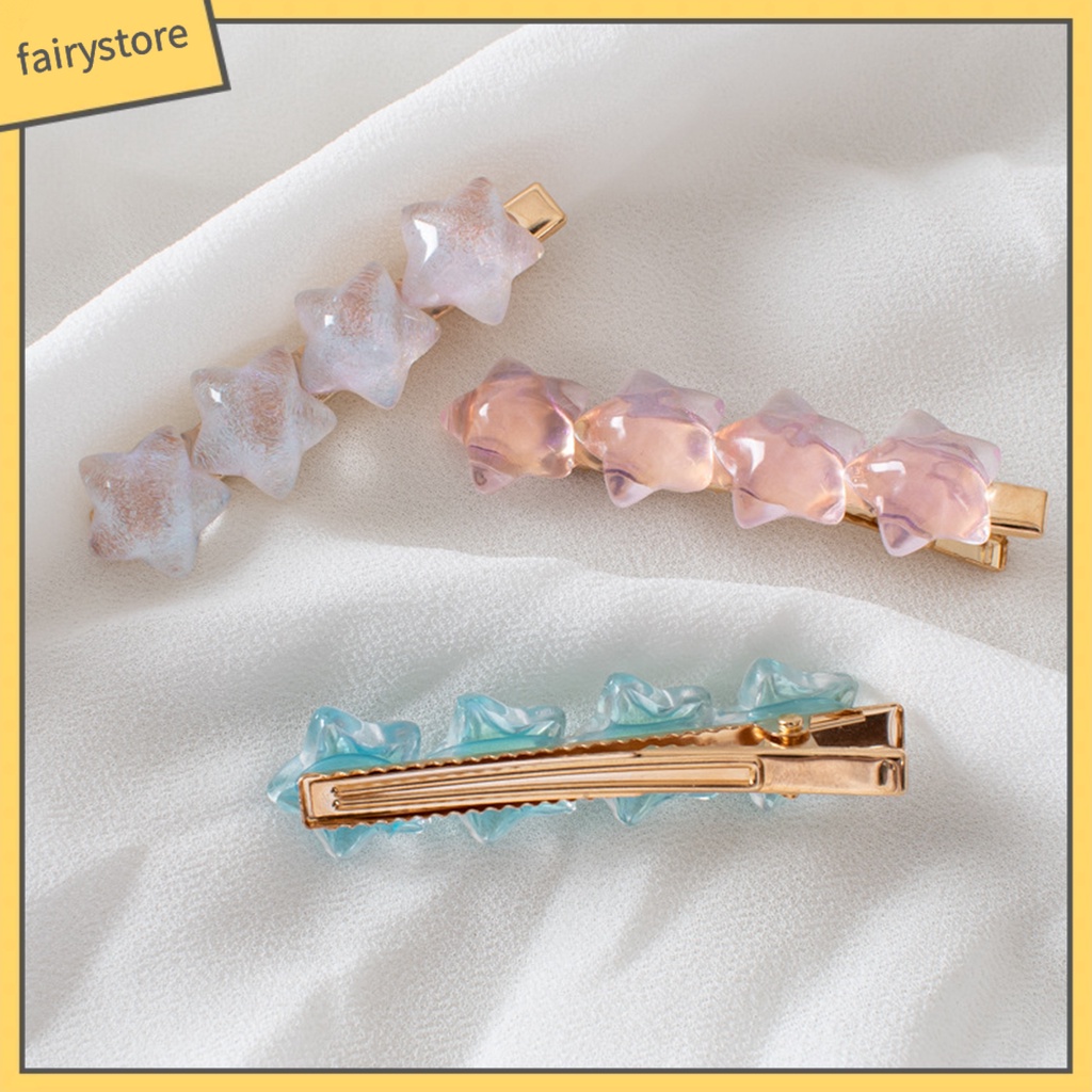 Kẹp Tóc Trang Trí Ngôi Sao Trong Suốt Bằng Nhựa Resin Chống Trượt Phong Cách Hàn Quốc Cho Nữ