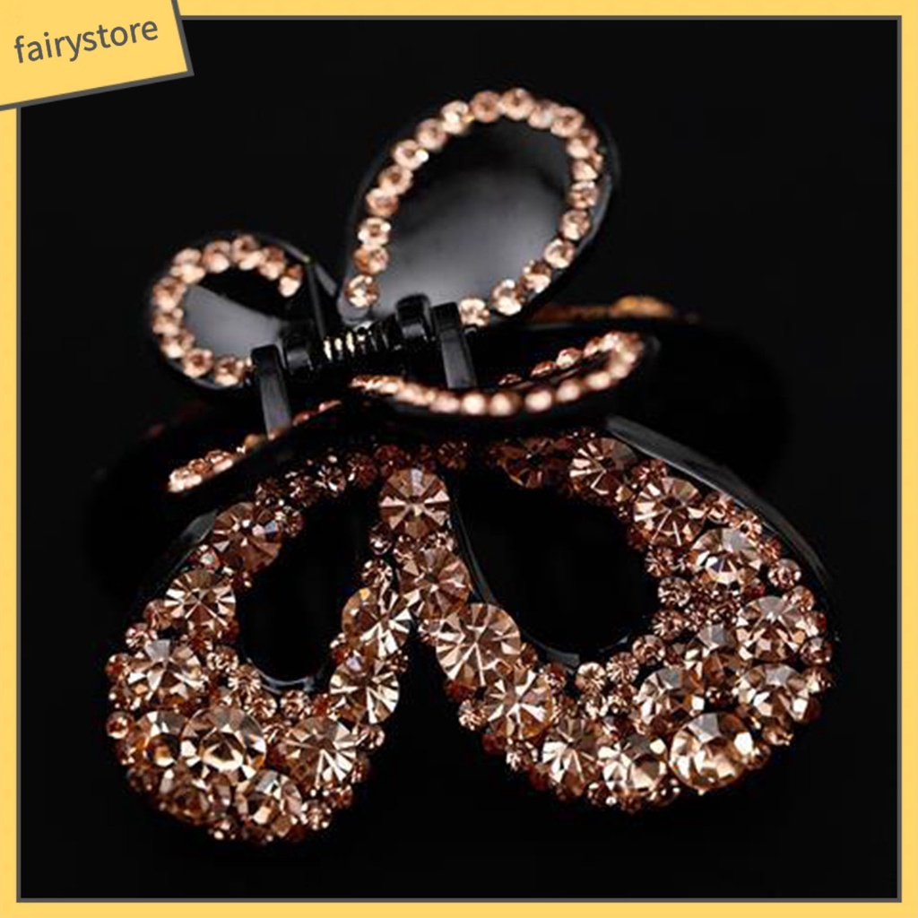 Kẹp Tóc Càng Cua Đính Đá Hình Bướm Bằng Nhựa Cho Nữ