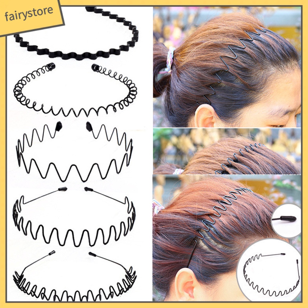 Băng Đô Cài Tóc Bằng Kim Loại Gợn Sóng Có Thể Điều Chỉnh Cho Nam Nữ