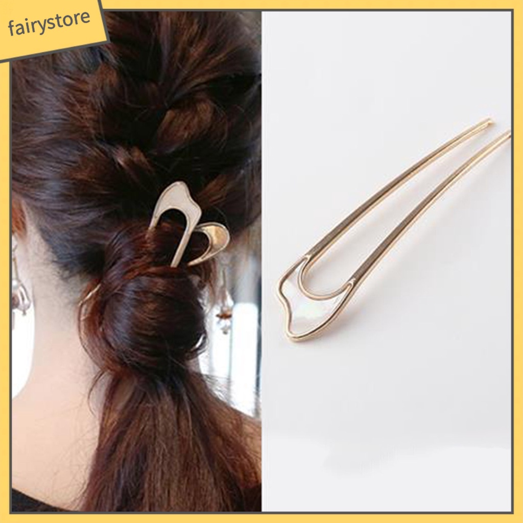 Kẹp Tóc Chữ U Bằng Thép Không Gỉ Màu Trơn Chống Biến Dạng Dành Cho Nữ