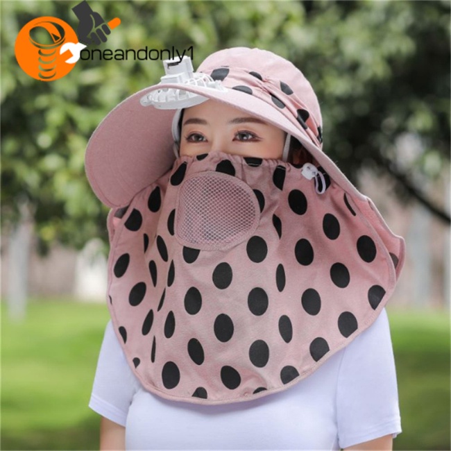 Mũ Chống Nắng Kèm Quạt Bảo Vệ Cổ Chống Tia Uv Có Thể Sạc Lại Dùng Khi Leo Núi