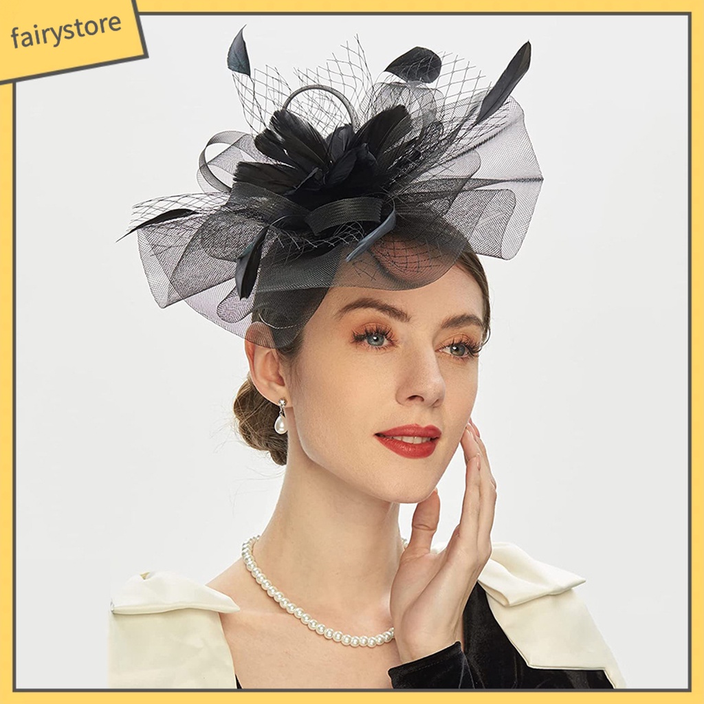 Băng Đô Cài Tóc Đính Lông Vũ Thời Trang Cho Cô Dâu