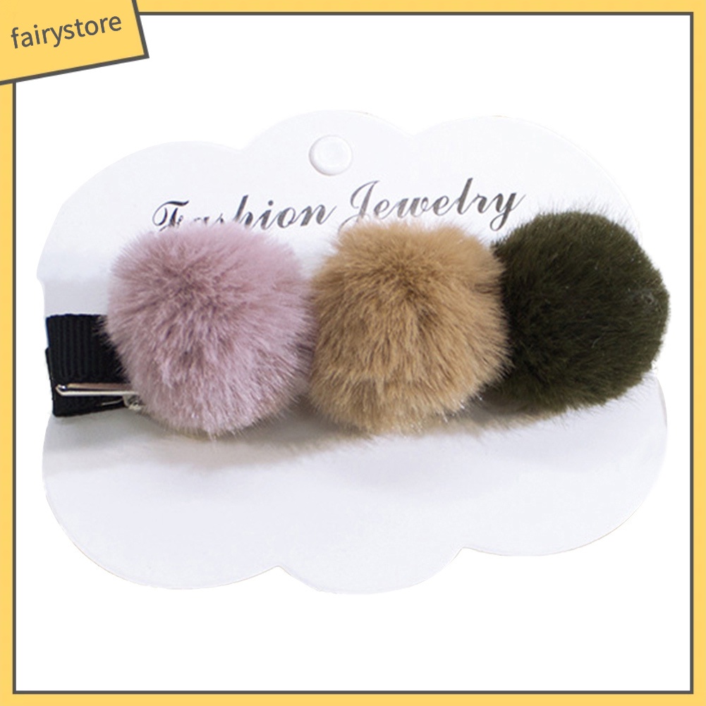 1 Kẹp Tóc Đính Bóng Xù Thời Trang Cho Nữ