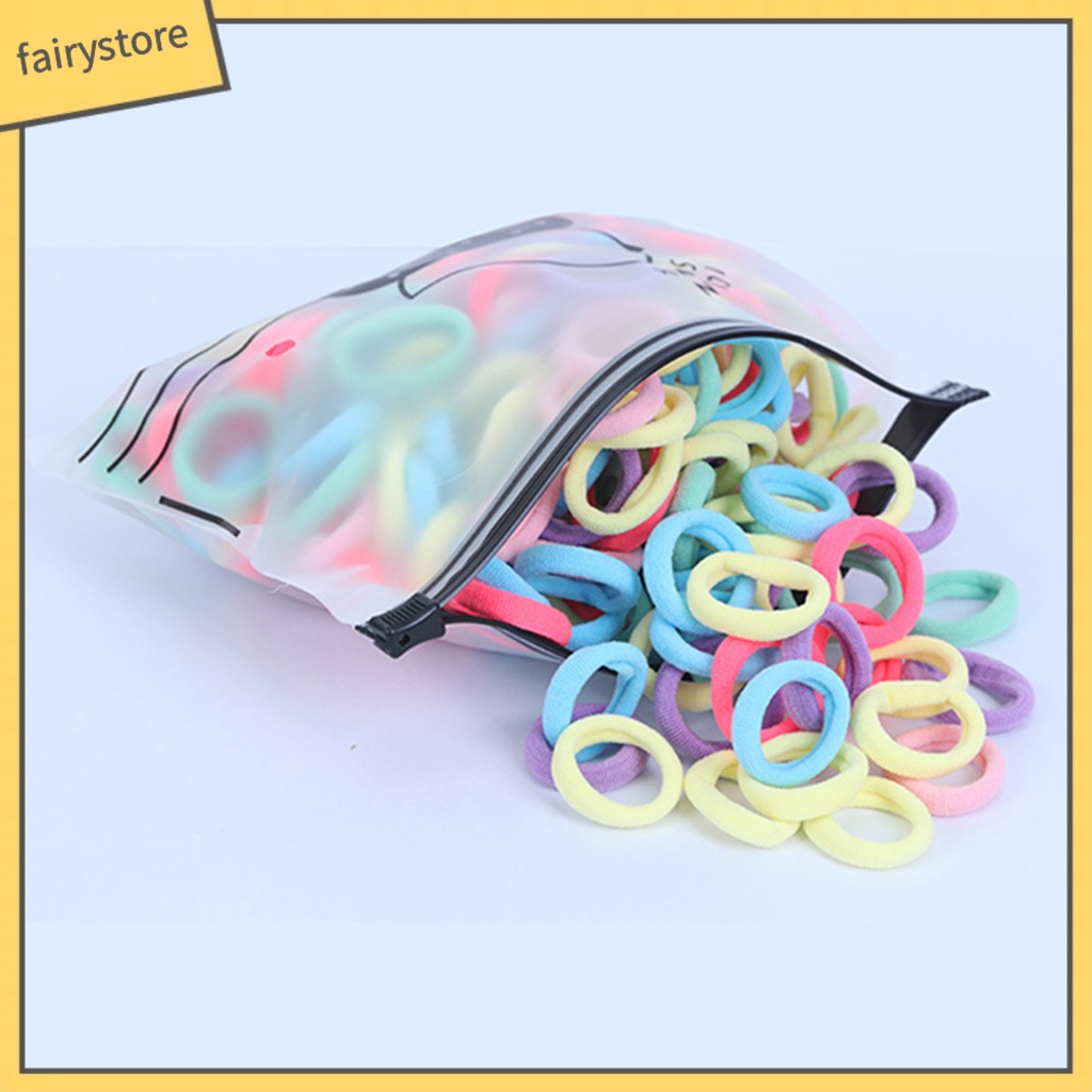 Set 100 Dây Cột Tóc Co Giãn Chống Rơi Màu Sắc Ngọt Ngào Cho Bé Gái