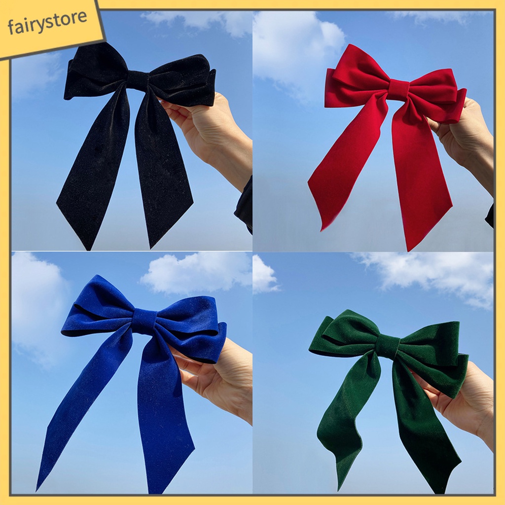 Kẹp Tóc Nơ Nhung Chống Trượt Cỡ Lớn Ngọt Ngào Cho Nữ