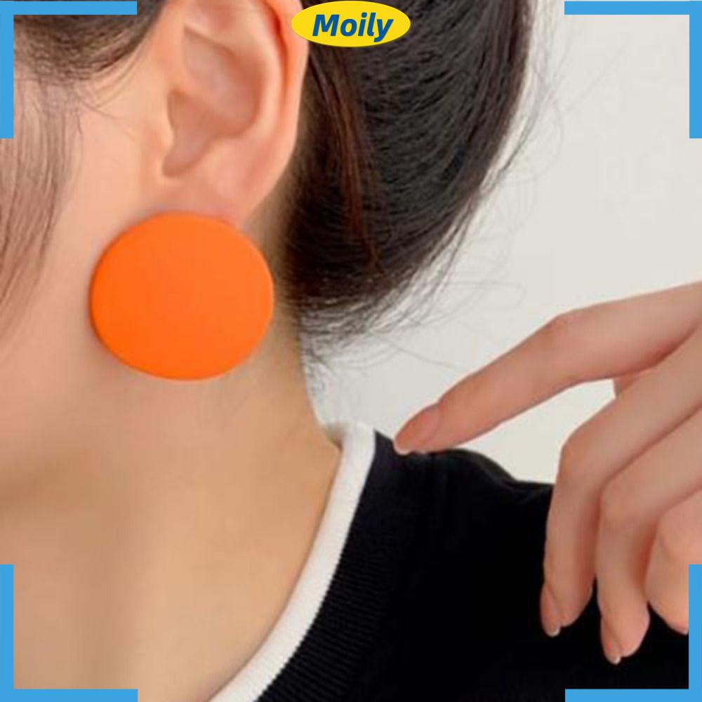 MOILYVN Bông Tai Acrylic Hình Tròn Nhiều Màu Sắc Phong Cách 60s