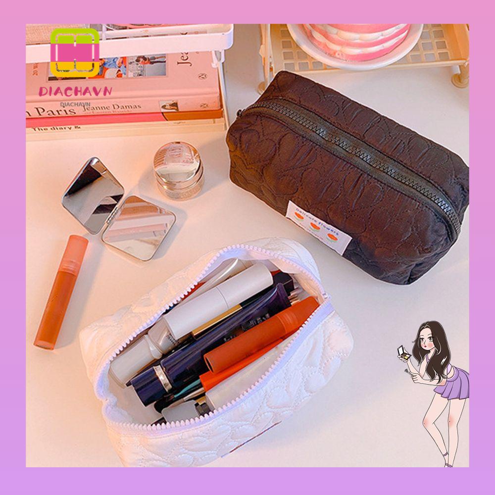 Túi Đựng Bút Màu Trơn Khóa Kéo Họa Tiết Hoa Xinh Xắn