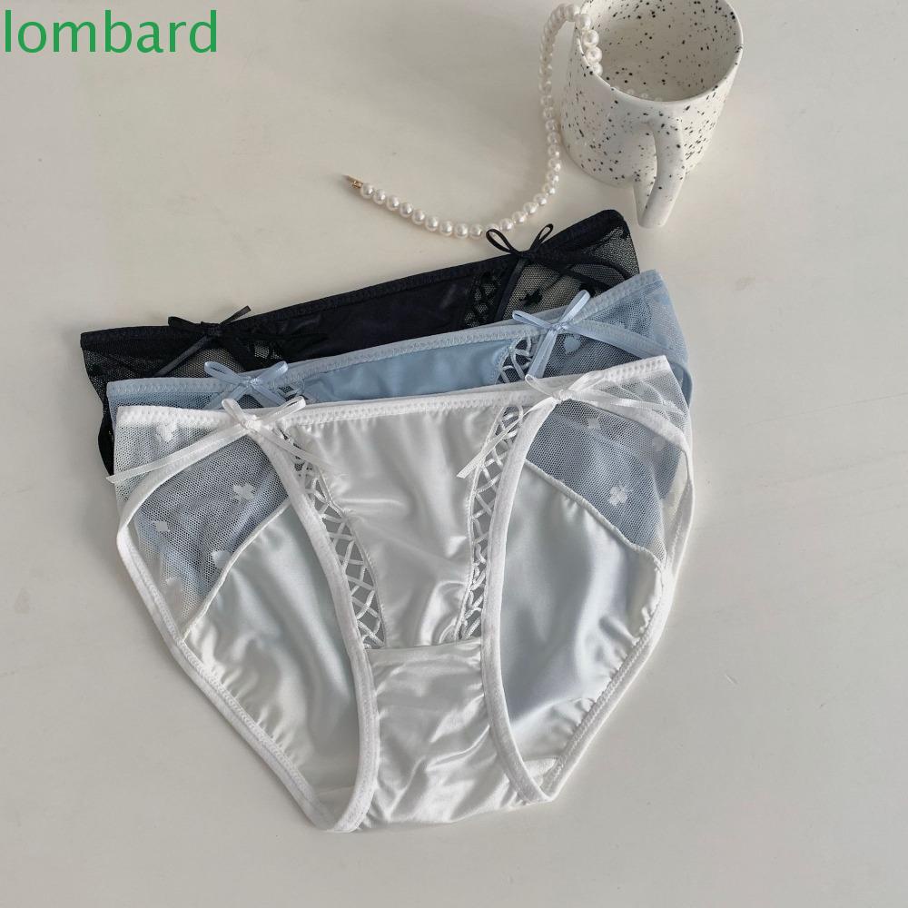 Quần Lót Satin Lưng Vừa Khoét Rỗng Đính Nơ Đáng Yêu Kiểu Nhật Hàn Cho Bạn Gái