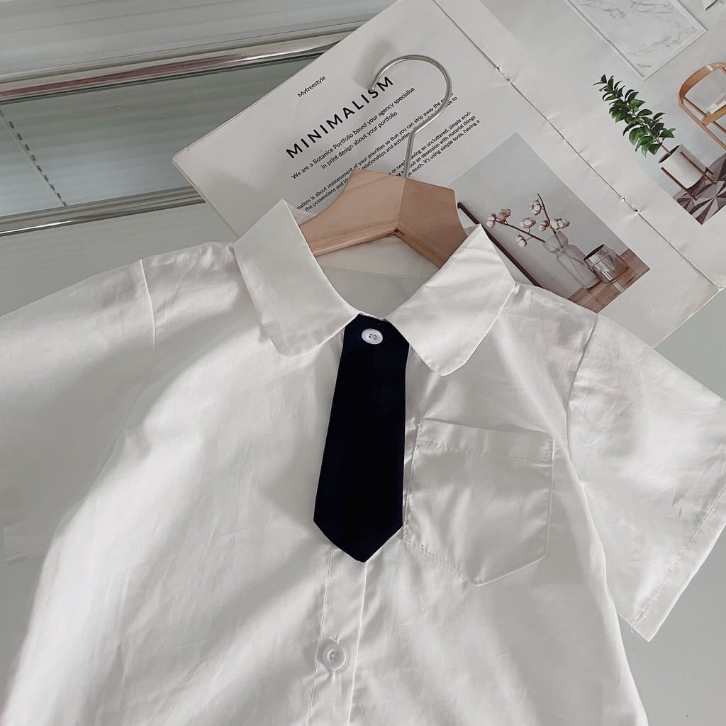 Bộ Áo Sơ Mi Tay Dài Và Váy Yếm Phong Cách Mới Dành Cho Trẻ Em