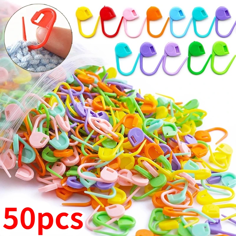 Set 50 Ghim Nhựa Đánh Dấu Nhiều Màu Sắc Dùng Để Đan Len DIY