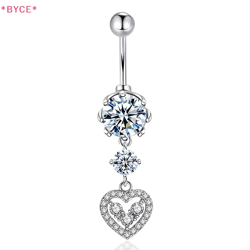 Khuyên Rốn Bằng Thép Không Gỉ Đính Đá Zircon Hình Trái Tim Thời Trang Cho Nữ Mới