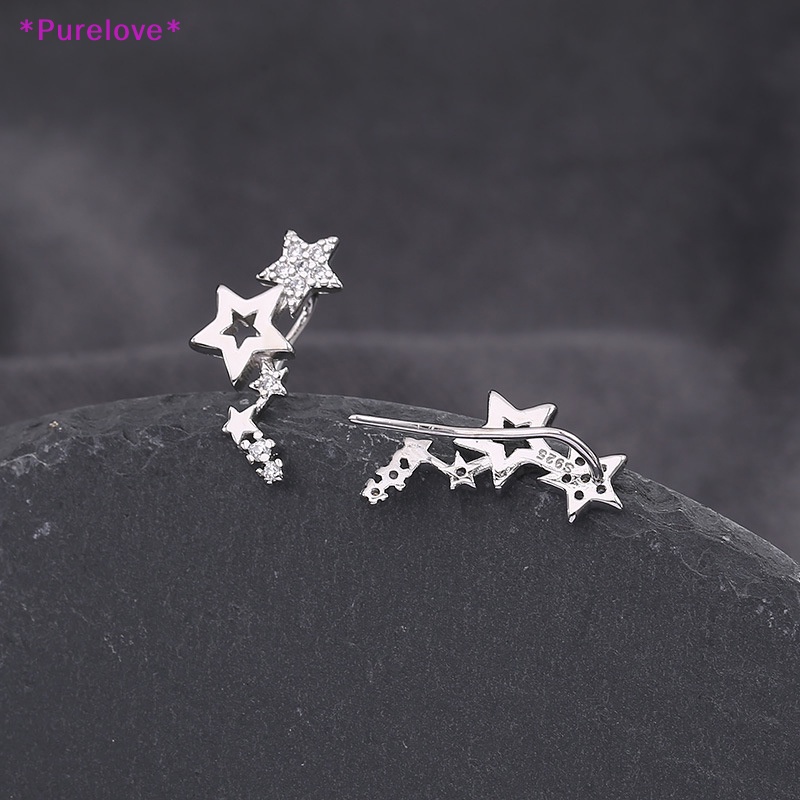 1 Đôi Bông Tai Hình Ngôi Sao Đính Đá Zircon Trắng Thời Trang Dành Cho Nữ Mới