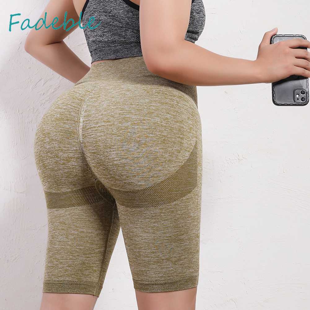 Quần Short Thể Thao Nữ Lưng Cao Không Đường May Chất Liệu Mềm Mại