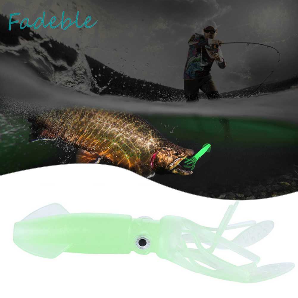 Set 5 Mồi Câu Cá Giả Hình Con Mực Dạ Quang 10cm 8g Mềm Mại