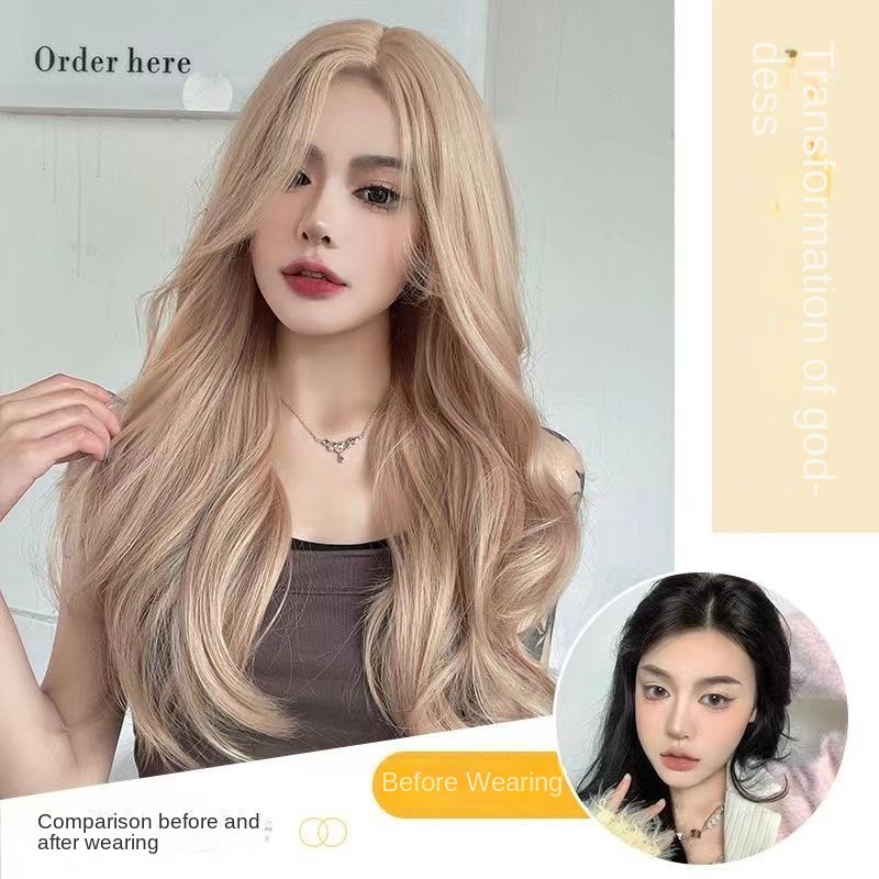 Bộ Tóc Giả Dài Xoăn Gợn Sóng Màu Xám Nâu Hồng Phong Cách lolita