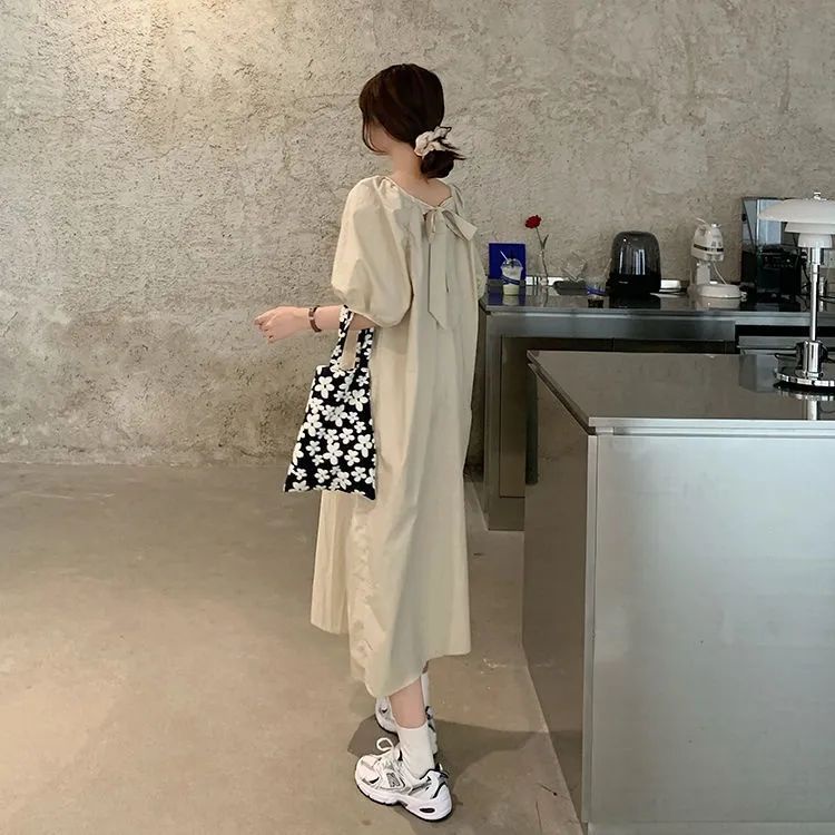 Đầm Tay Ngắn Thiết Kế Mới Thời Trang Mùa Hè Theo Phong Cách Hàn Quốc Cho Nữ