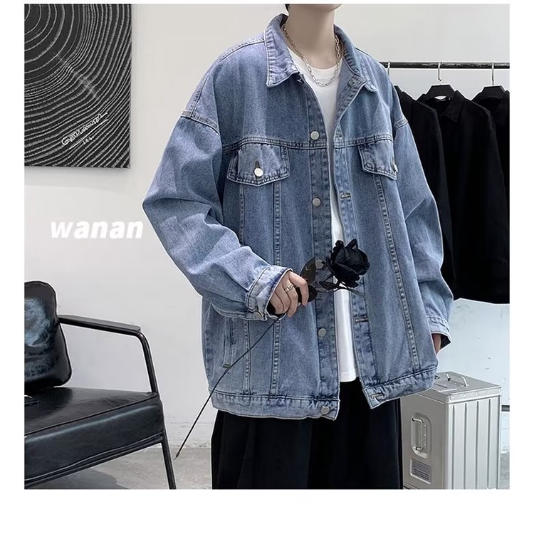 Áo Khoác Denim Dáng Rộng Phong Cách Retro Mỹ Thời Trang Xuân Hè Cho Nam Giới